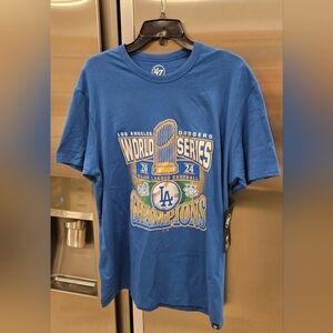 DODGERS 2024 World Series Champions Graphic T-Shirt ~ Blue Men's Size Large NWT